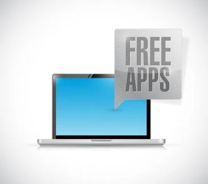 Computer free apps message illustration design Illustrazione stock