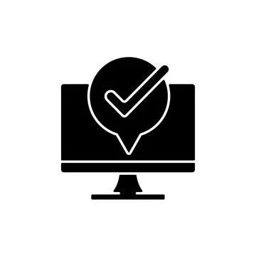 Computer functioning well black glyph icon Stock Illustration