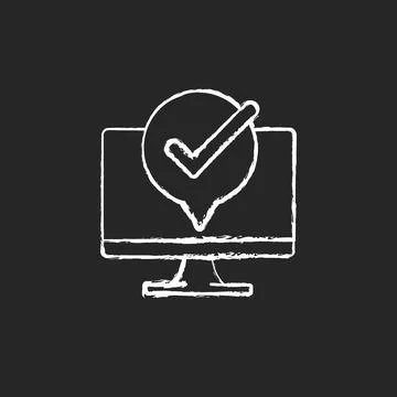 Computer functioning well chalk white icon on black background Stock Illustration