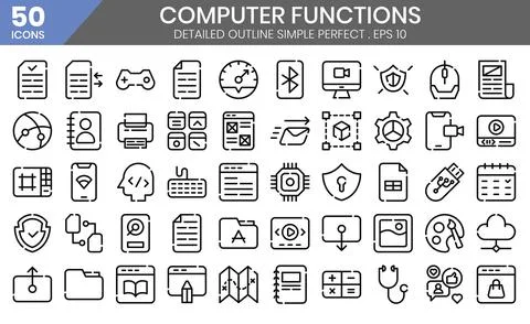 Computer Functions outline icon set.Vector illustration イラスト素材