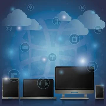 Computer Gadgets With Cloud Concept Stock Illustration