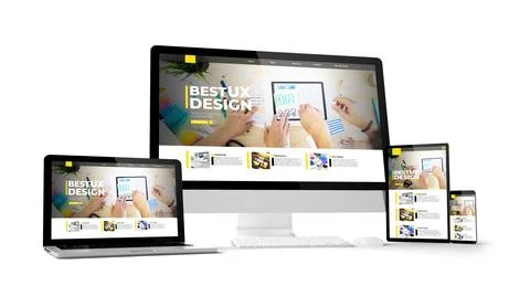 Computer gadgets with ux design website space on screen Stock Illustration