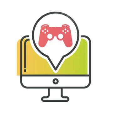 Computer With Game Controller Illustrazione stock