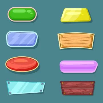 Computer game menu interface objects collection Stock Illustration