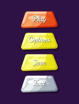 Computer game menu navigation objects collection Stock Illustration