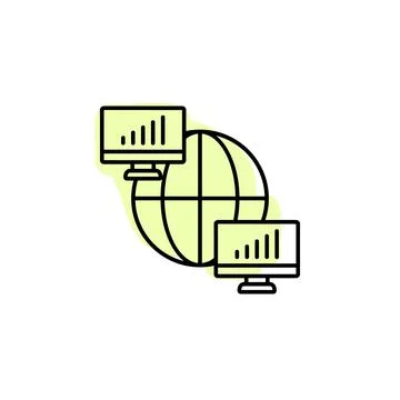 Computer, game, network with color shadow vector icon in esport set イラスト素材