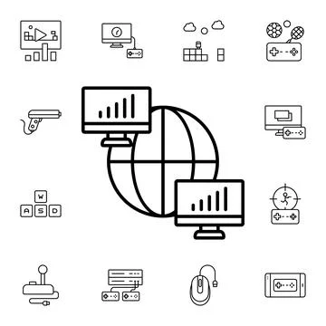 Computer, game, network flat vector icon in esport pack Stock Illustration