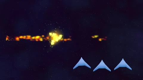 Computer game shooting exploding spaceships. 2d/3d animation Stock Footage 306690778