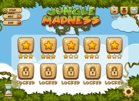 Computer game template with green trees in background Stockillustratie