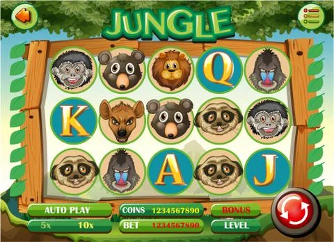 Computer game template with jungle theme Illustrazione stock