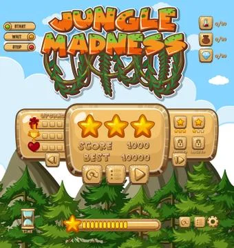 Computer game template with many trees in background Stockillustratie