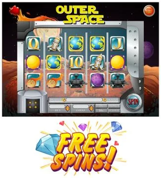 Computer game template with space theme Illustrazione stock