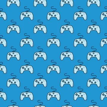 Computer Gamepad vector Gamer Controlling Device blue modern seamless pattern Ilustración de archivo