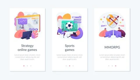 Computer games app interface template. Illustrazione stock