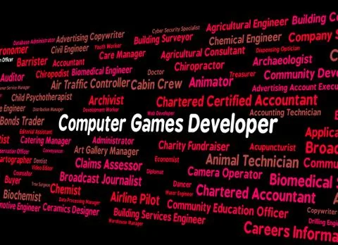 Computer Games Developer Represents Play Time And Communication 스톡 일러스트
