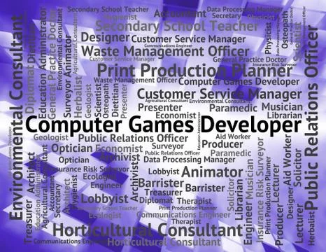 Computer Games Developer Shows Play Time And Communication Stock Illustration