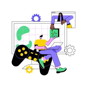 Computer games development abstract concept vector illustration. Stock Illustration
