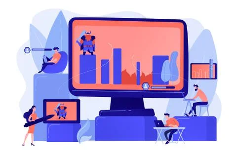 Computer games development concept vector illustration Stock Illustration