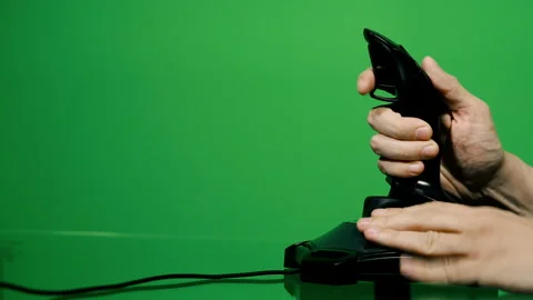 Computer games with joystick. Green background Stock Footage 106422140