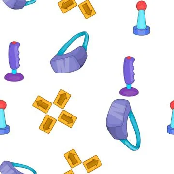 Computer gaming elements pattern, cartoon style Stock Illustration
