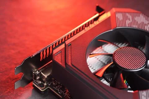 Computer gaming GPU graphic card with fan. Illustrazione stock
