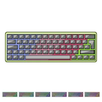 Computer gaming keyboard with highlighted key areas for player control Stockillustratie