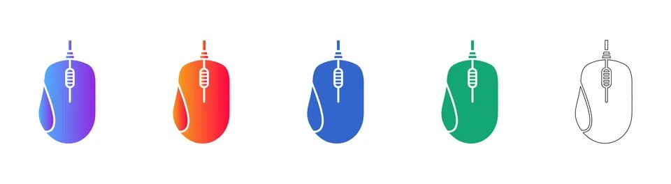 Computer Gaming Mouse Vector Icon Set Stock Illustration
