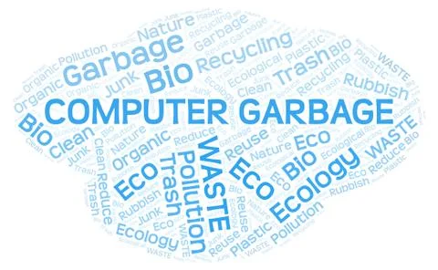 Computer Garbage word cloud. イラスト素材
