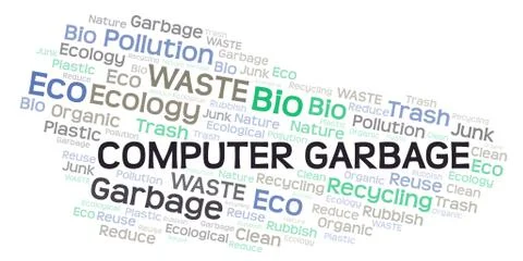 Computer Garbage word cloud. Stock Illustration