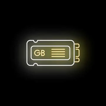 Computer gb memory module neon glowing icon Illustration