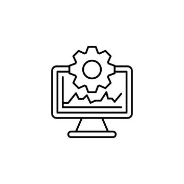 Computer gear analytics icon. Simple line, outline vector of artificial Stock Illustration