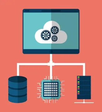 Computer gear data center web hosting. Vector graphic Stock Illustration