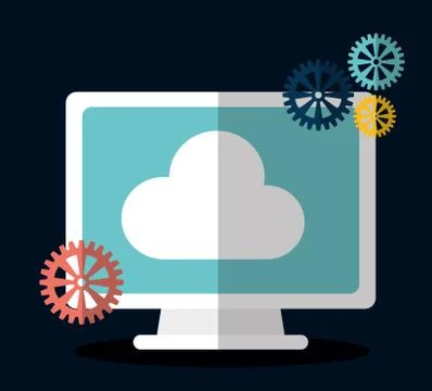 Computer gear data center web hosting. Vector graphic 스톡 일러스트