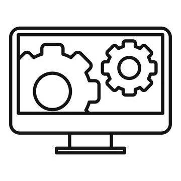 Computer gear system icon, outline style Stock Illustration