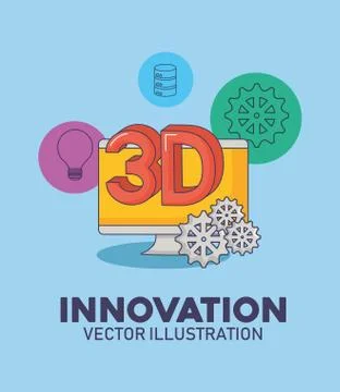 Computer gears 3d digital technology innovation Stock Illustration
