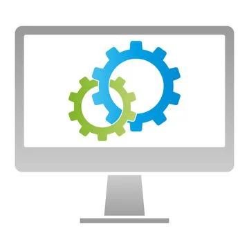 Computer, Gears, Internet, Support, Logo 스톡 일러스트