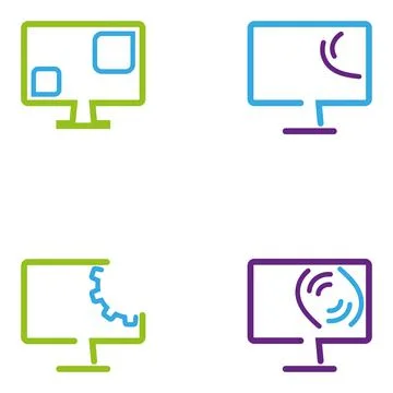 Computer, Gears, Internet, Support, Logo Stock Illustration