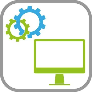 Computer, Gears, Internet, Support, Logo Illustrazione stock