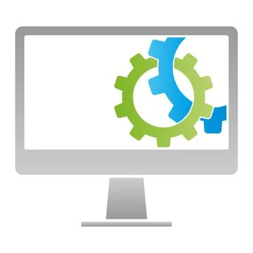 Computer, Gears, Internet, Support, Logo Stock Illustration