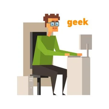 Computer Geek Abstract Figure Stock Illustration
