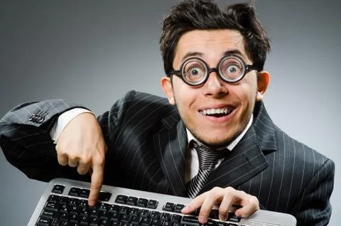Computer geek with computer keyboard 写真素材