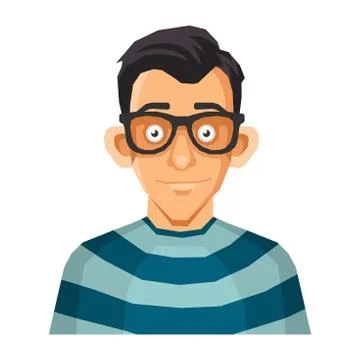 Computer Geek Face in Glasses. Vector Illustrazione stock