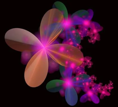 Computer-generated 3D fractal. Flower spiral in bright color. Stock Illustration