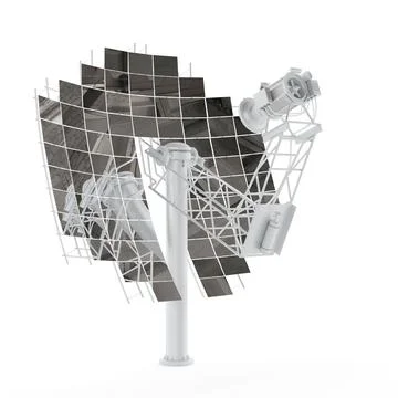 Computer-generated 3d realistic Stirling solar engine isolated on a vertical whi Stock Illustration