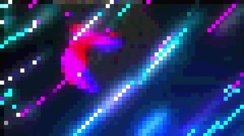 Computer generated 8 bit effect, colorful pixelated backdrop, 3d rendering... Stock Photos