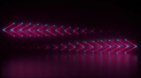 Computer generated abstract backdrop. Neon arrows, 3D rendering direction Stockillustratie
