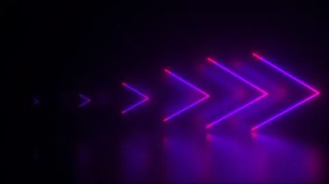 Computer generated abstract backdrop. Neon arrows, 3D rendering direction Stock Illustration