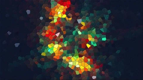 Computer generated abstract background of colorful mosaic of various shapes, 3d Stock Illustration