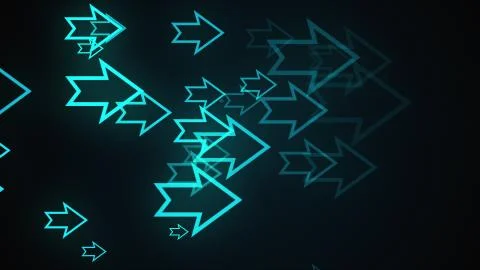 Computer generated abstract background. Lots of outline neon arrows, 3D Stock Illustration