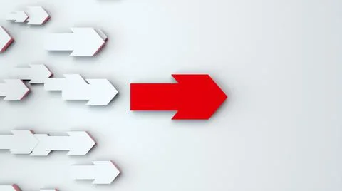 Computer generated abstract background. Lots of small and a big arrow, 3D Stock Illustration